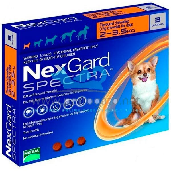 Antipulgas Nexgard Spectra xs 2 a 3.5 kg Para Perro