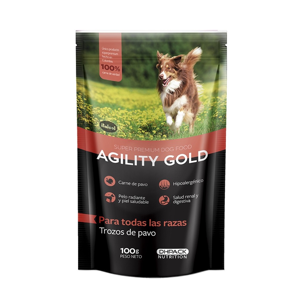 Alimento Agility Gold De Pavo Sobre 100 Gr. x 3