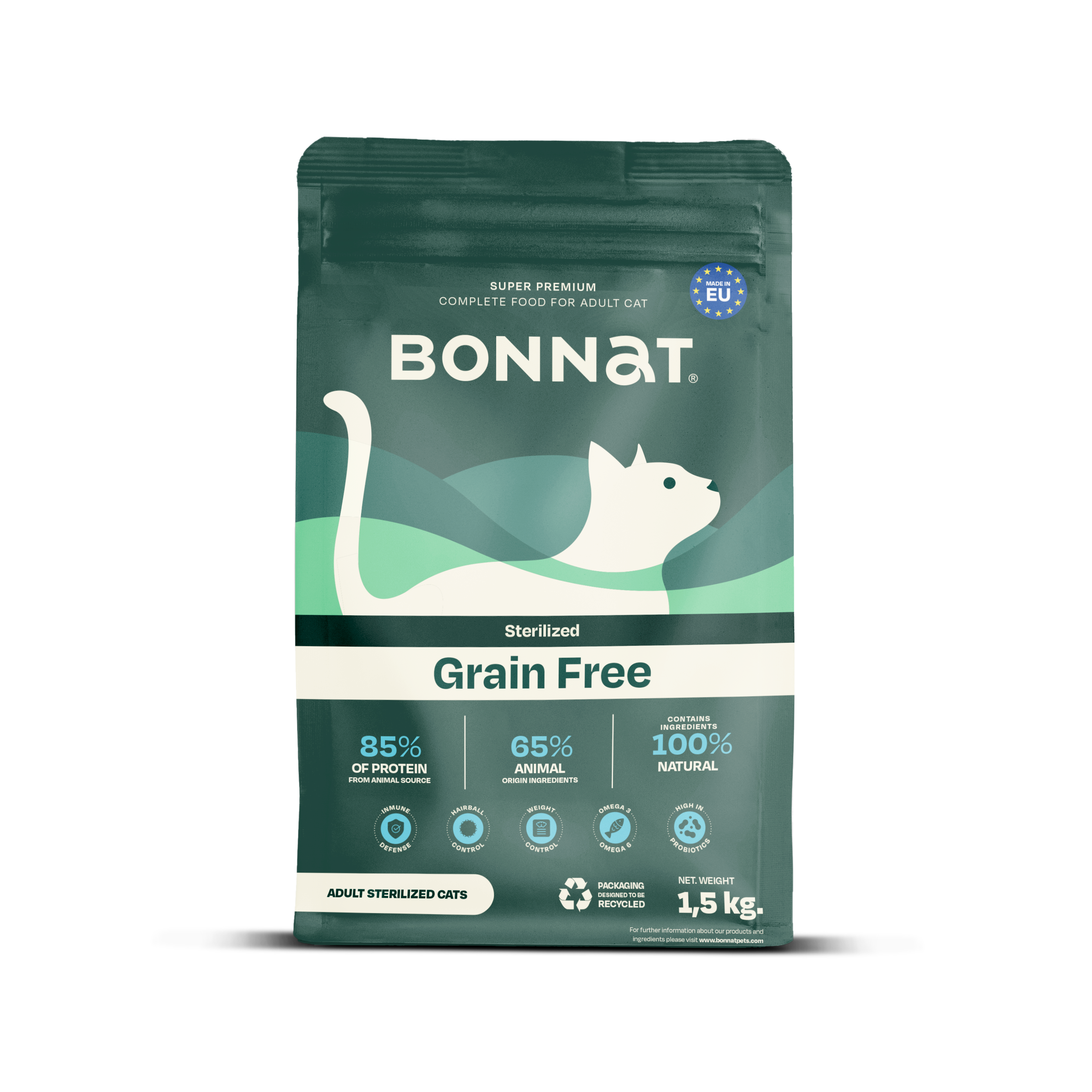 Alimento libre de granos Bonnat Cat Adult Sterilized 1,5kg