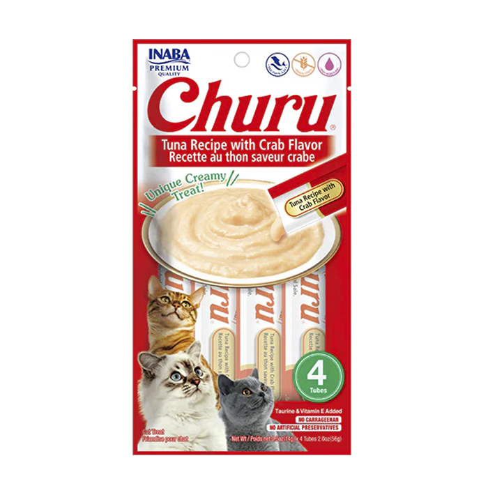 Snacks para gato Churu Atun y Cangrejo paquete X4 tubos