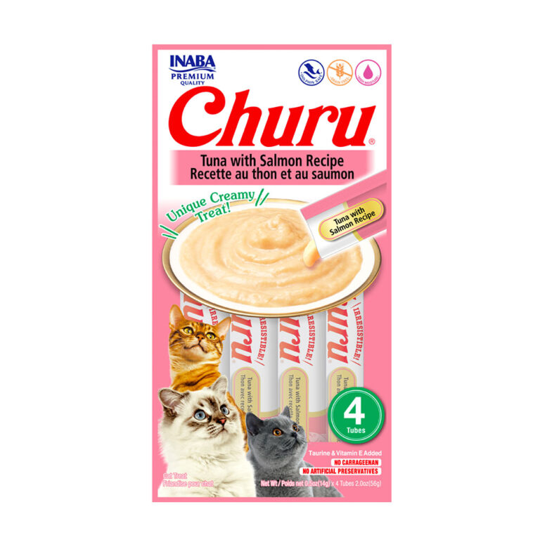 Snacks para gato Churu Atun y Salmon paquete X4 tubos