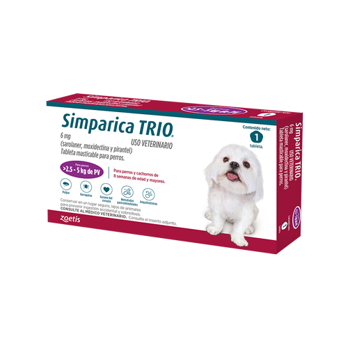 Antiparasitario para perro Simparica Trio 2.5 a 5kg 1 Tab