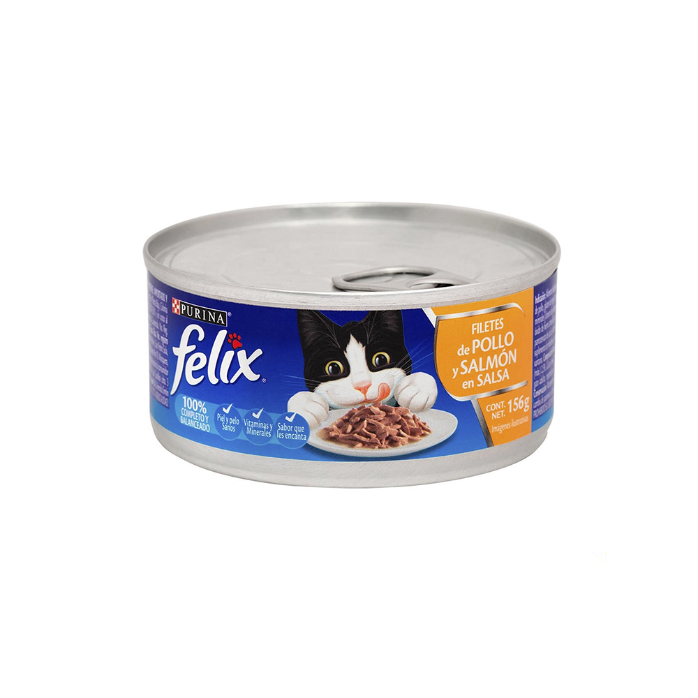 LATA PARA GATO FELIX POLLO Y SALMÓN